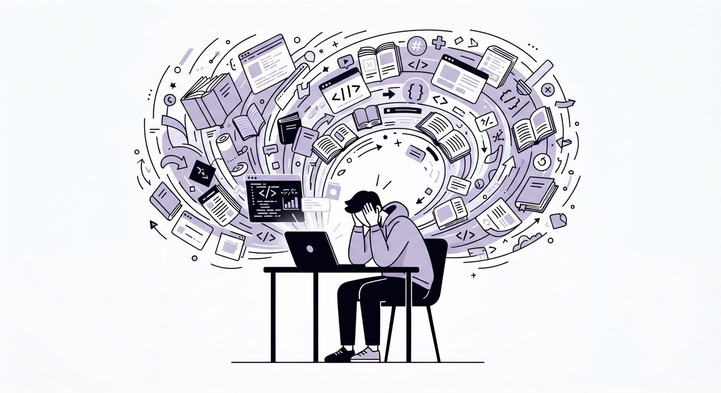 Spend too much time searching for learning resources than actually writing code.